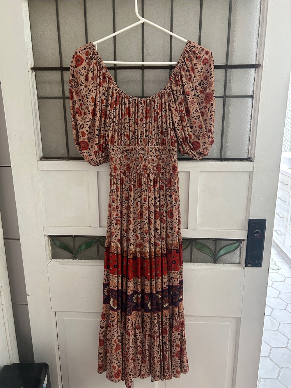 Spell Boho Floral corset Maxi Dress in Rust and Navy - Picture 5 of 5